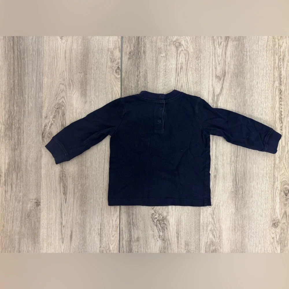 Kids Navy Moose Graphic Long Sleeve Shirt